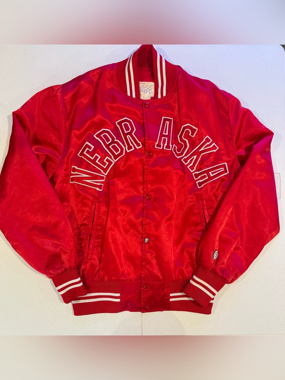 Vintage 80’s University of Nebraska Satin Jacket size Large NCAA